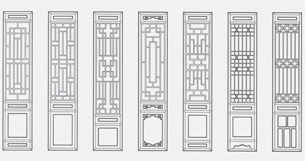 东源常用中式仿古花窗图案隔断设计图